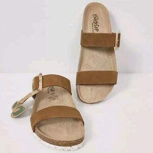 Women’s BioStep Slip On Leather Suede Sandals Size 9.5 Brown